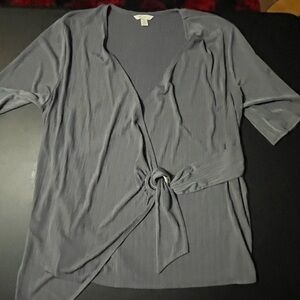 Women's Gray Tie-Front Top